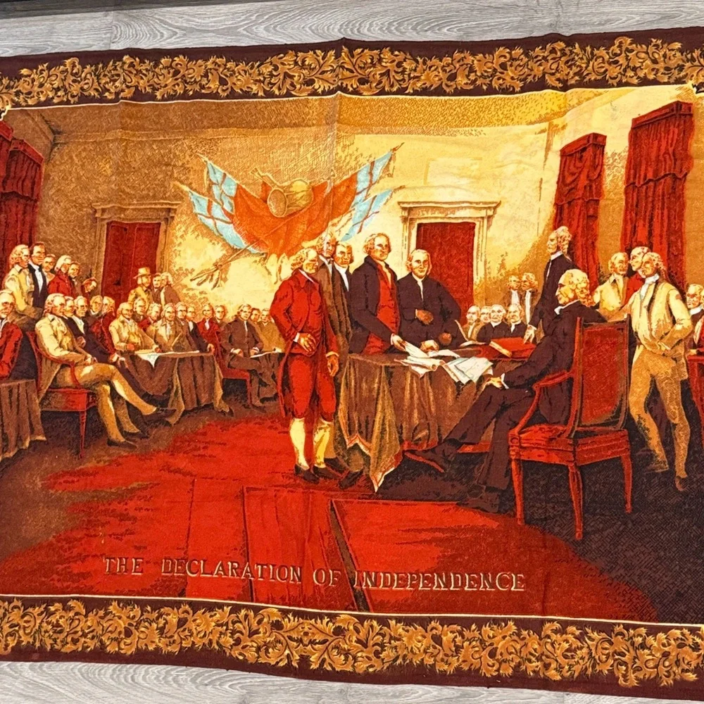 Vintage Tapestry The Declaration of Independence Historical Scene Large 55”x38”